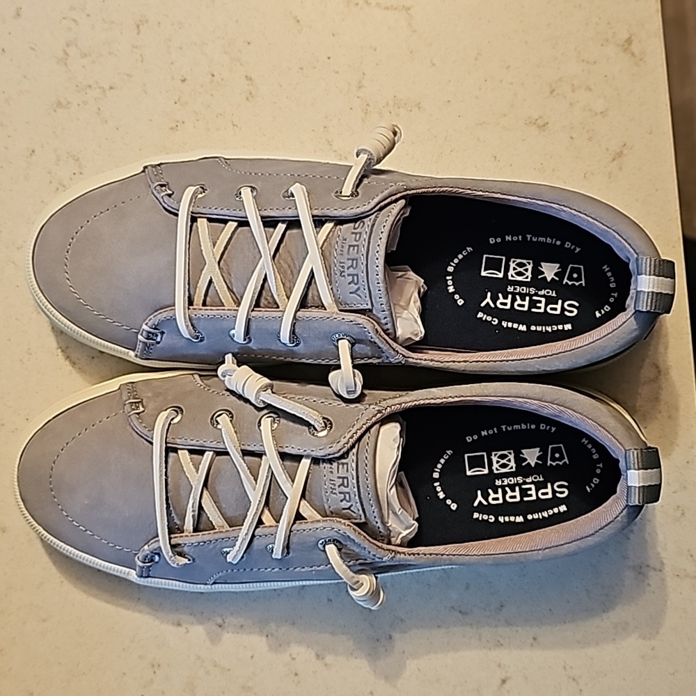 Sperry Crest Vibe Washable Leather Barrel Lace Sneaker Grey - 7 never worn